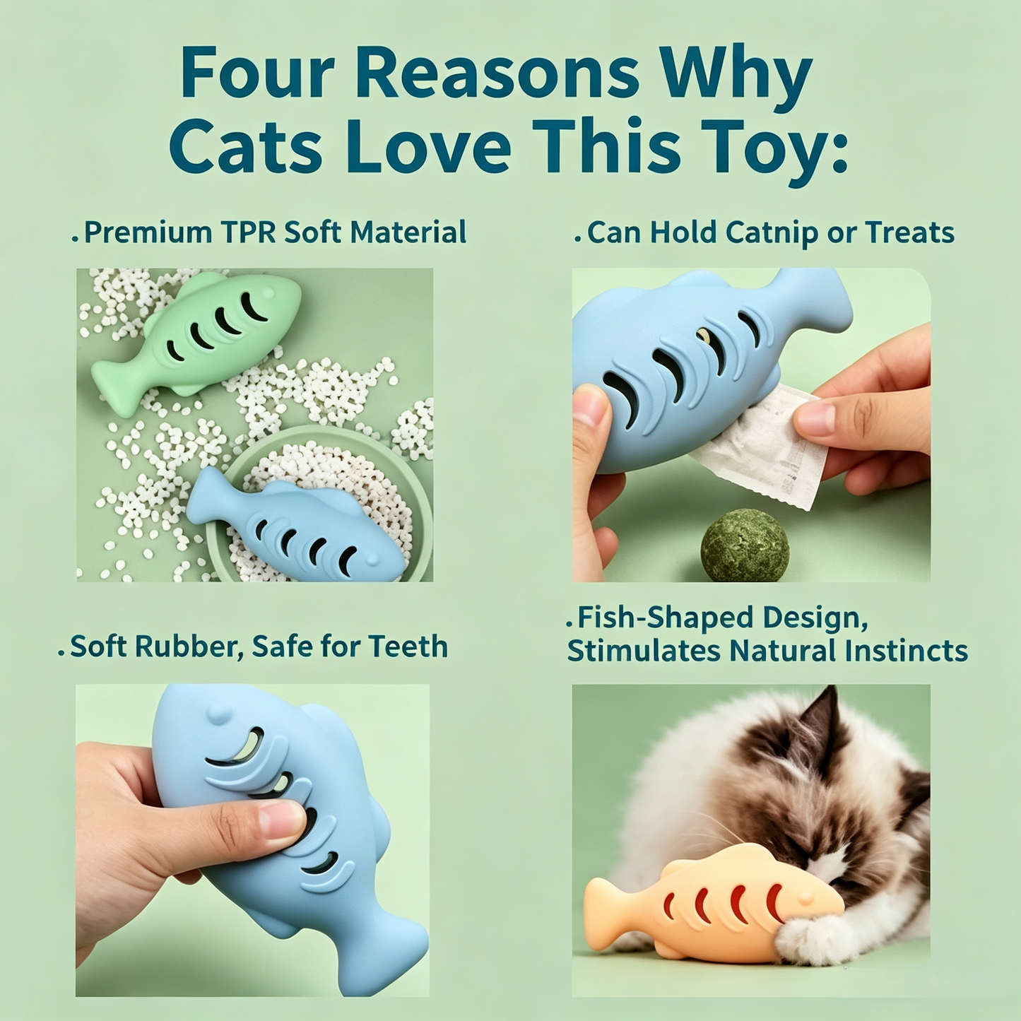 Fish &amp; Shrimp Shaped Treat‑Dispensing Cat Chew Toy