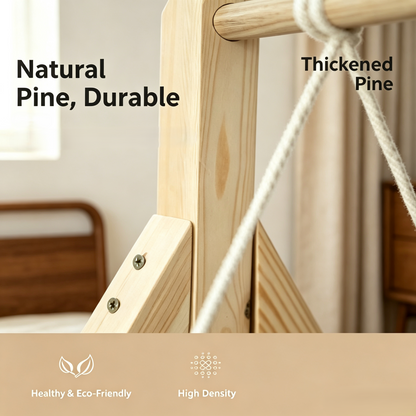 Double‑Layer Wooden Cat Swing Hammock Bed