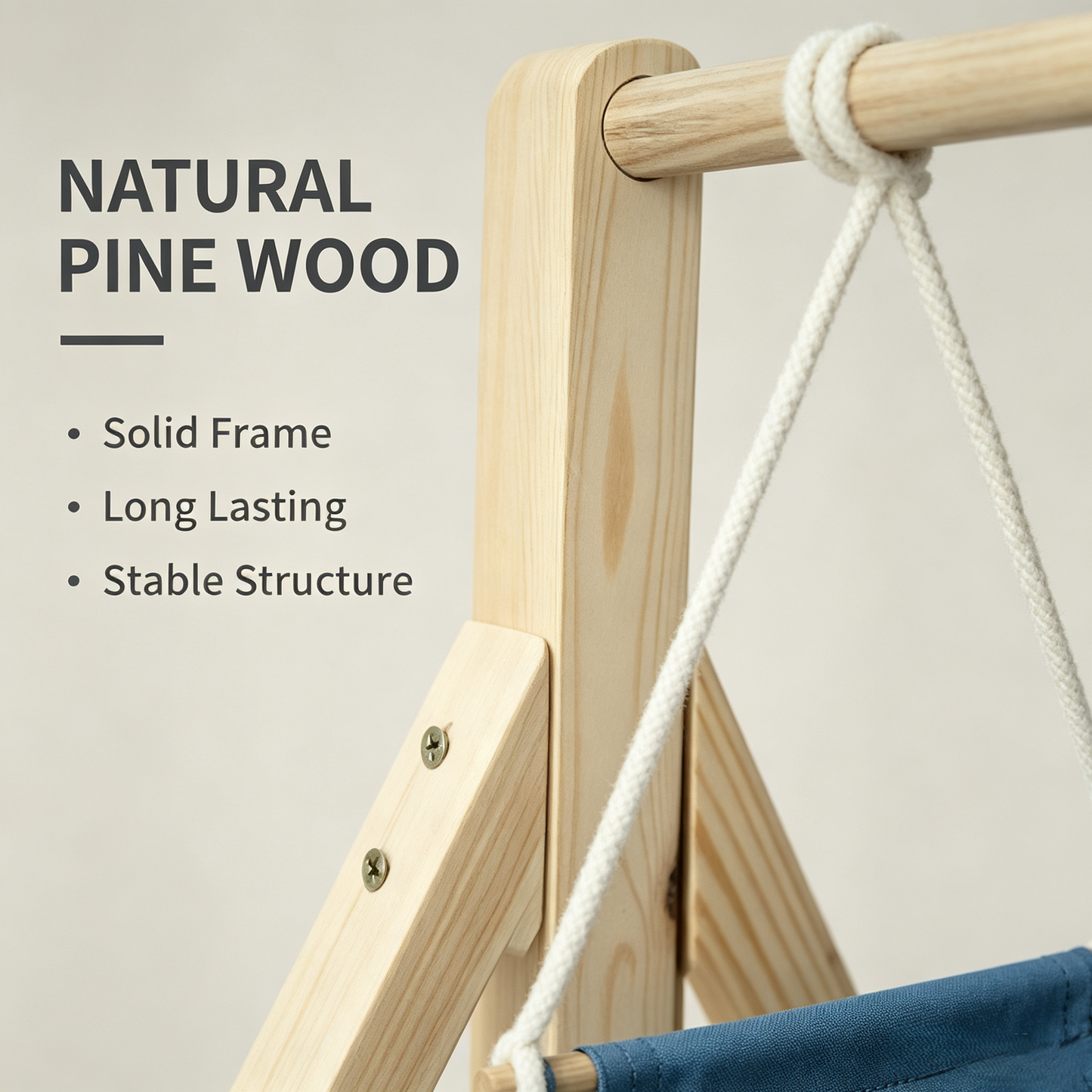 Double‑Tier Wooden Cat Swing Hammock Bed